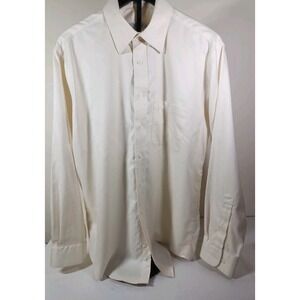 Joseph And Feiss Non Iron Button Down Dress Shirt Ecru Size 16 34/35 Sleeve